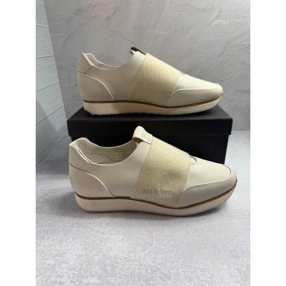Rag & Bone Women’s Sneakers NY Dylan Elastic Runner‎ in Cream Size 41 (US 11) - Picture 1 of 16